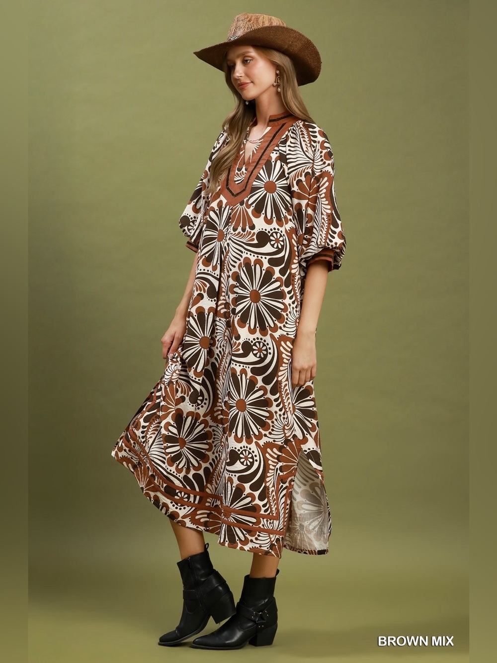 Umgee Abstract Print Midi Dress - Picture 2 of 7